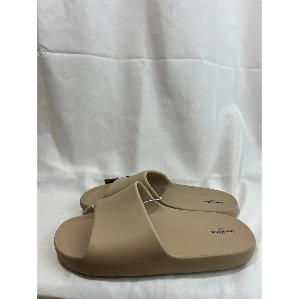 Goodfellow & Co Tan Slide Sandals Men 11 Neutral Casual Comfort Pool Beach Shoes